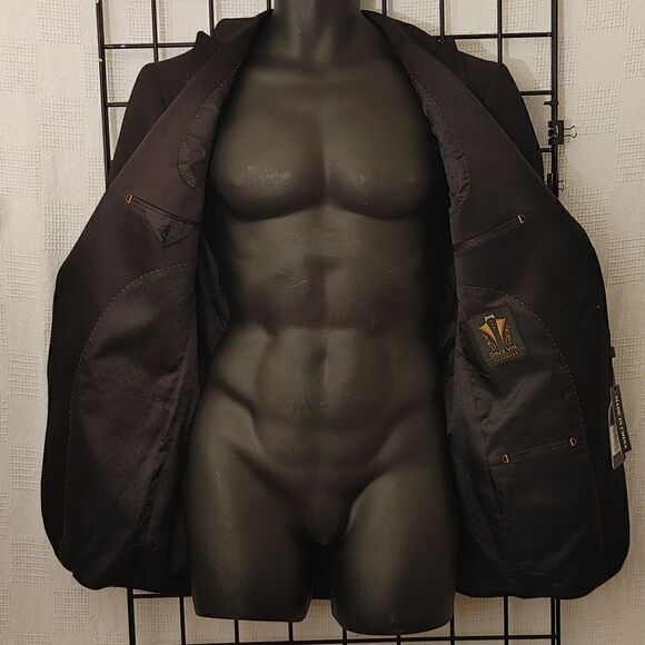 MEN'S DOLCE VITA 3 PIECE SUPER 150'S SLIM FIT BLACK TUXEDO. - Picture 7 of 16